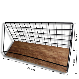 MDF Shelf with Blk Metal Back - Small